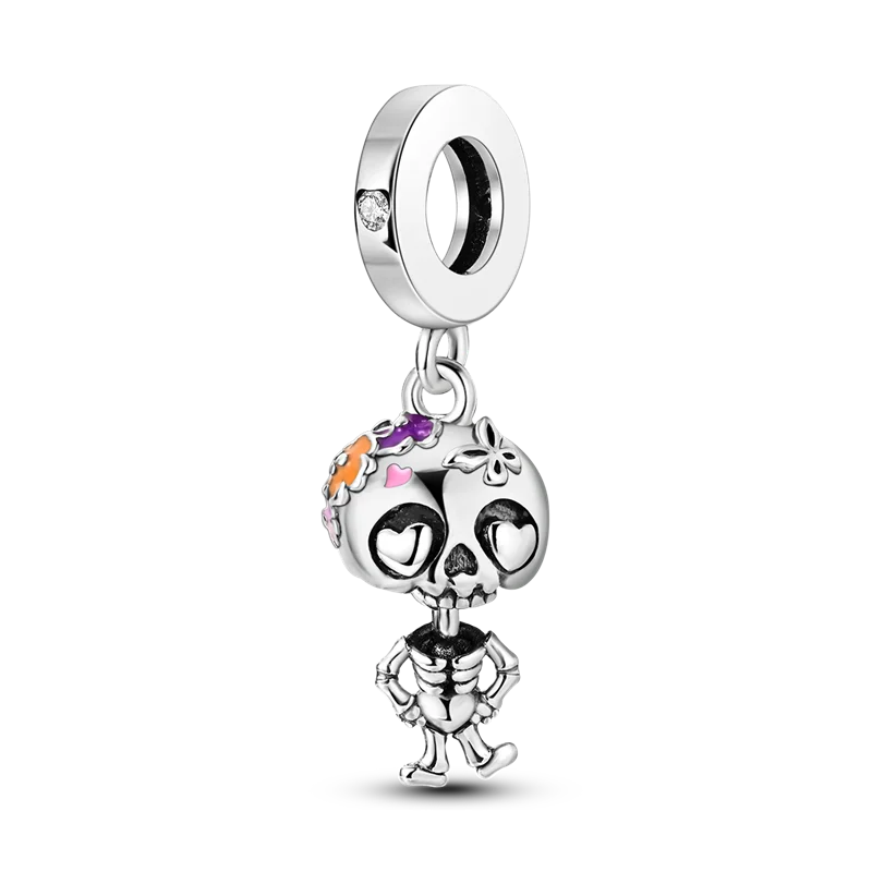 925 Sterling Silver Halloween Skull Bat Pumpkin Charm | Fit Original Bracelet & Necklace DIY Jewelry