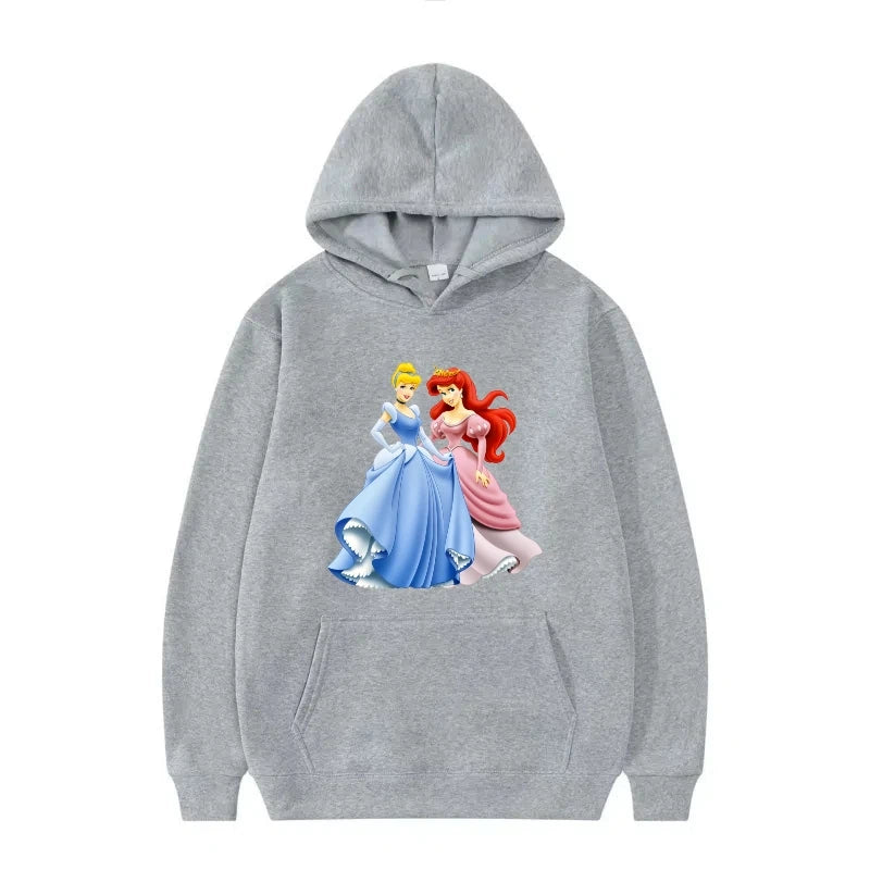 Disney Princess Graphic Hoodie | Y2K Sweet Style Long Sleeve Sweatshirt with Pockets for Women