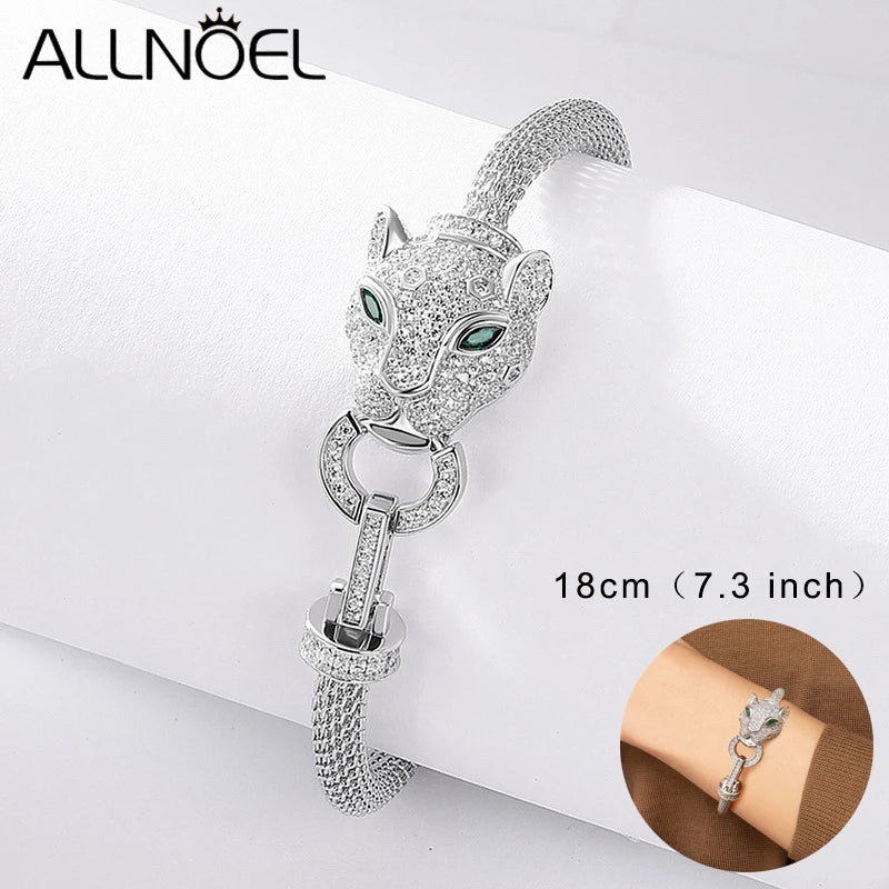 ALLNOEL 925 Sterling Silver Animal Hip Hop Bracelet | Women’s Shining Cubic Zirconia Fashion Jewelry Gift