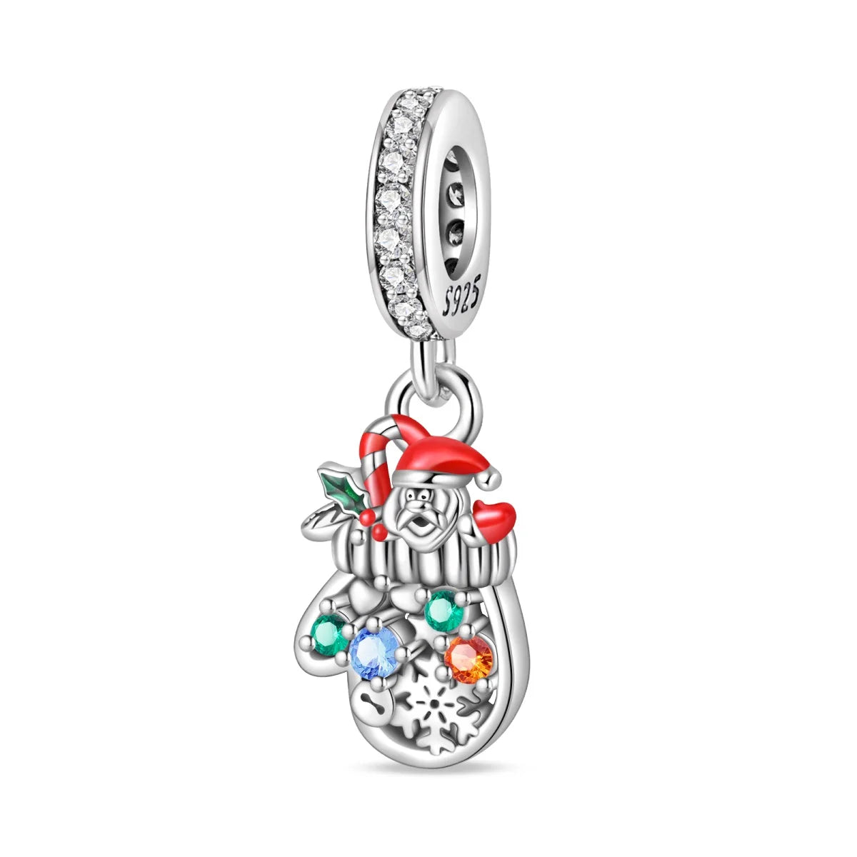 925 Silver Disney Christmas Charm Trio | Mickey Wreath Minnie Ice Skating Bead Pendant Fits Pandora Bracelet