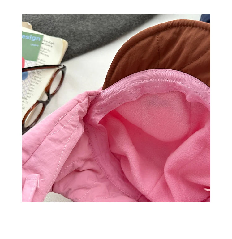 Korean Cute Alphabet Embroidery Thickened Lei Feng Hat Women's Winter Outdoor Cycling Warm Ear Hat Ski Hat