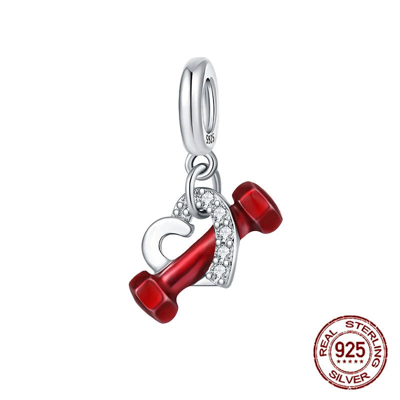 925 Sterling Silver Red Series Charms | Heart, Car & Strawberry Dangle Beads for Original Bracelet DIY Jewelry