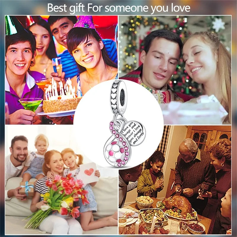 925 Sterling Silver Soccer Trophy Jersey Charm Beads – Fits 3mm Bracelets DIY Jewelry