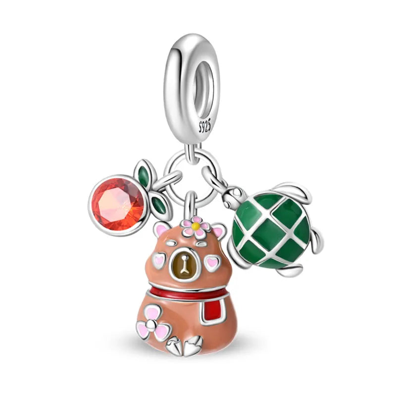 100% 925 Sterling Silver Teddy Bear, Kitten, Puppy & Elephant Luminous Firefly Charms | Sweet Beads Fit Pandora Bracelet Fine Jewelry