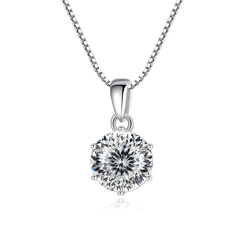 Butterflykiss 1CT Moissanite Pendant Necklace 925 Sterling Silver Bridal Jewelry