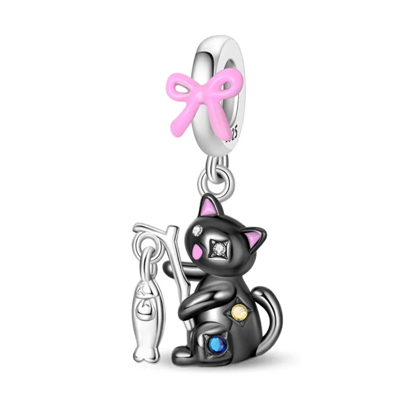 100% 925 Sterling Silver Teddy Bear, Kitten, Puppy & Elephant Luminous Firefly Charms | Sweet Beads Fit Pandora Bracelet Fine Jewelry