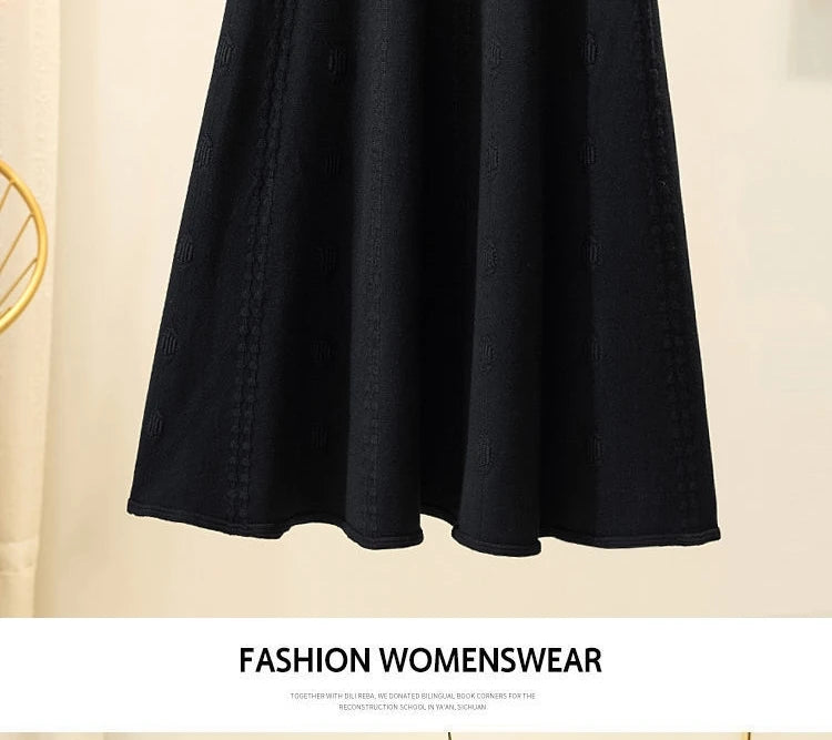 High Waist Knitted Midi Skirt – Women’s Sweater Matching Large Flounce A-Line Umbrella Skirt | Spring, Autumn & Winter