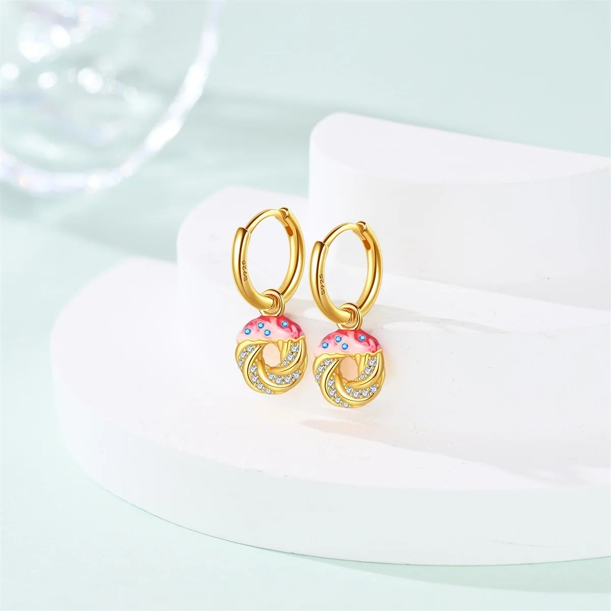 New Original 925 Sterling Silver Sweetheart Bow & Crab Ocean Earrings | Donut Zircon Round Design Women’s Fine Jewelry