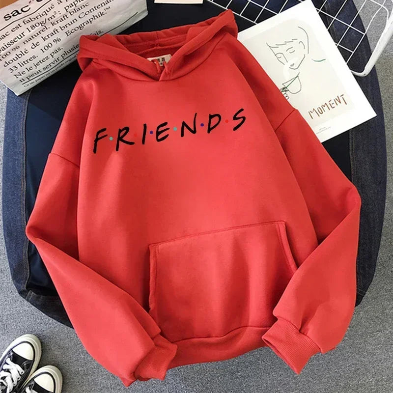 Friends TV Show Hoodie for Women – Funny Cartoon Graphic Ullzang Vintage Anime Sweatshirt 90s