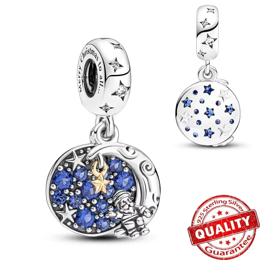 Christmas 925 Sterling Silver Charms | Santa Claus Reindeer Snowman Tree Beads Fit Original Bracelet