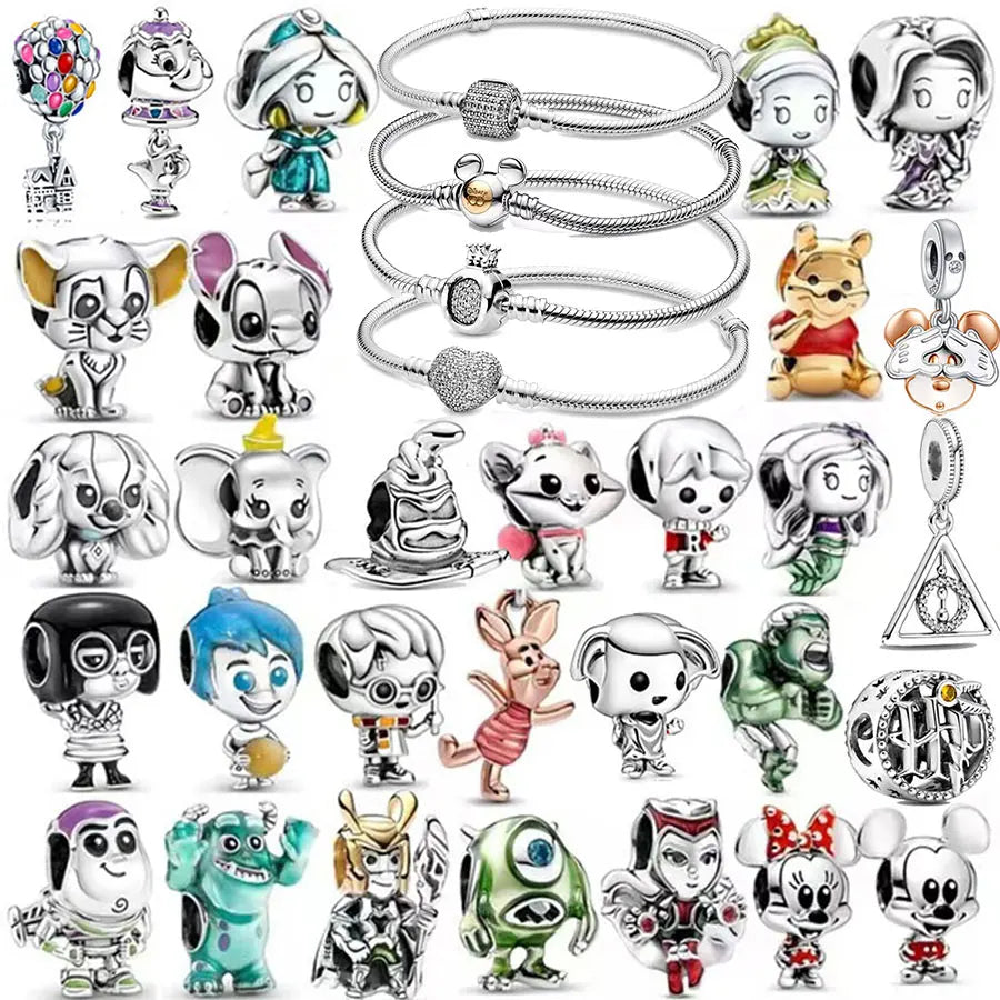 100% S925 Sterling Silver Dumbo Hot Air Balloon Charm Bead for Original Bracelet DIY Jewelry Making