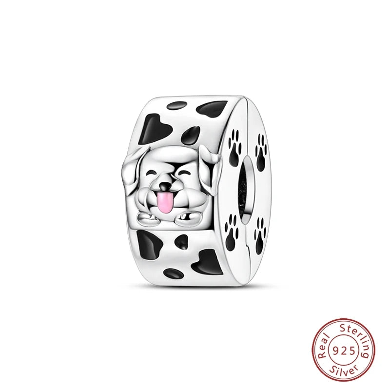 925 Sterling Silver Animal & Love Charms | Cat, Elephant, Bear, Swan & Easter Egg Beads Fit Original 3mm Bracelets DIY Jewelry