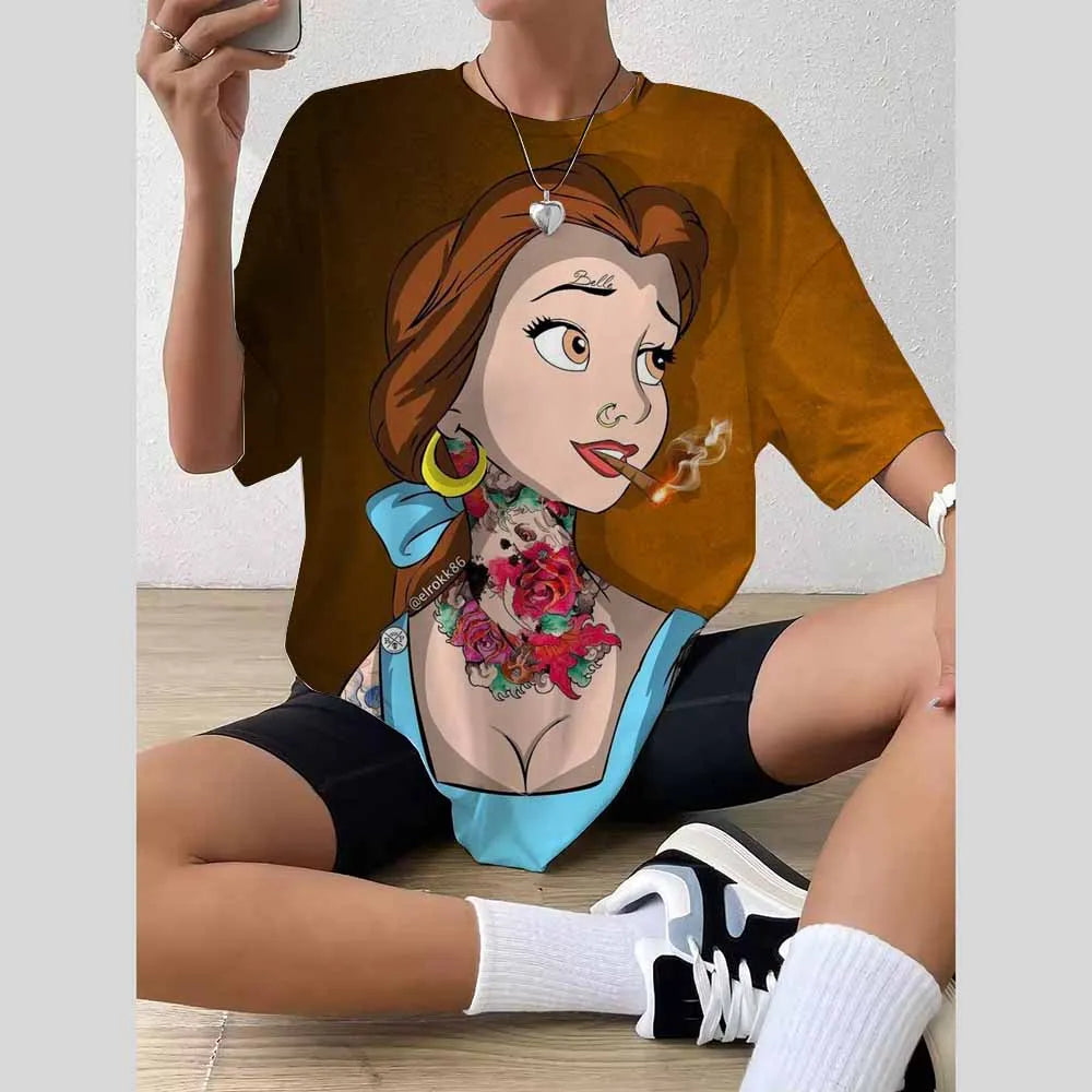 Y2K Disney Princess Graphic T-Shirt | Cute Harajuku Hip Hop 90s Style Women’s Streetwear Tee