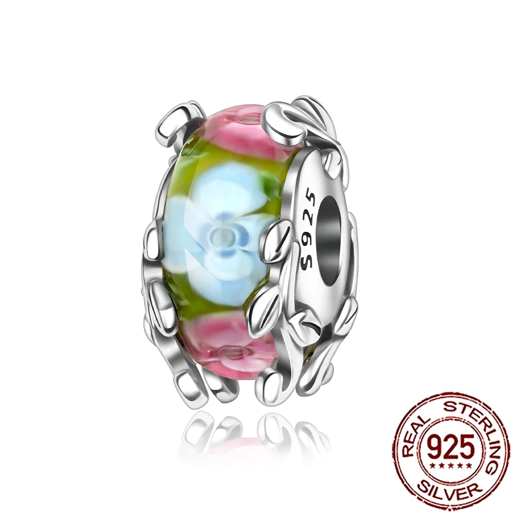 2025 New 925 Sterling Silver Colorful Murano Glass Beads | Fit Original Pandora Bracelet & Necklace DIY Jewelry