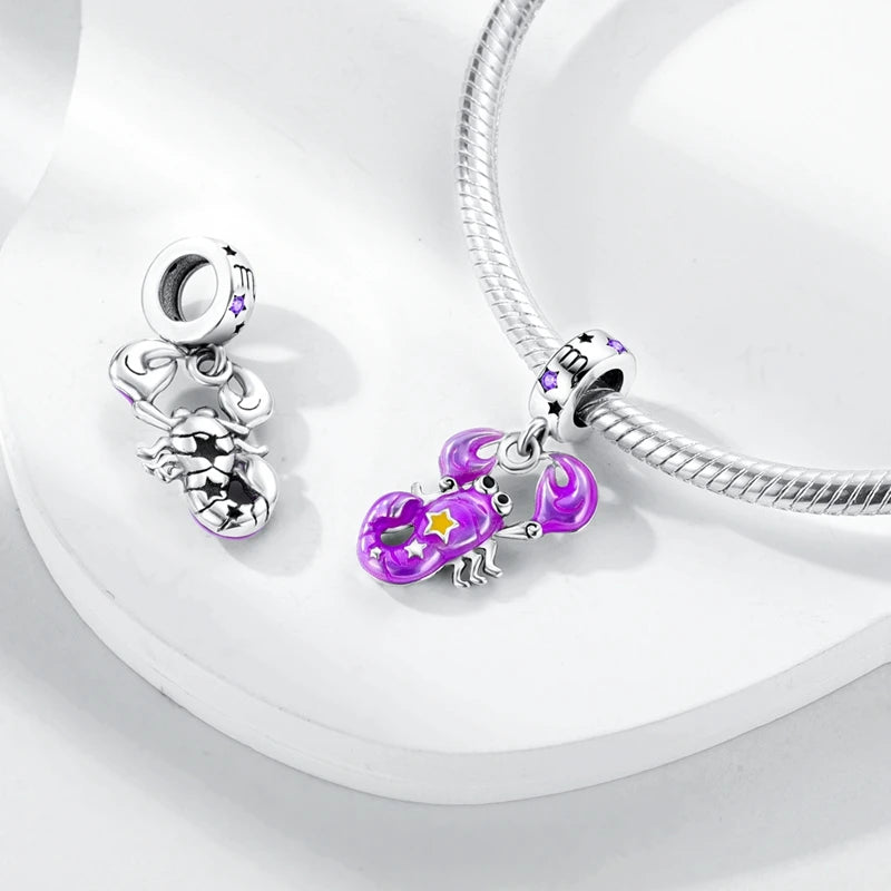 Original 925 Sterling Silver 12 Constellation Luminous Charm | Fits Pandora 3mm Bracelet DIY Jewelry Gift for Women