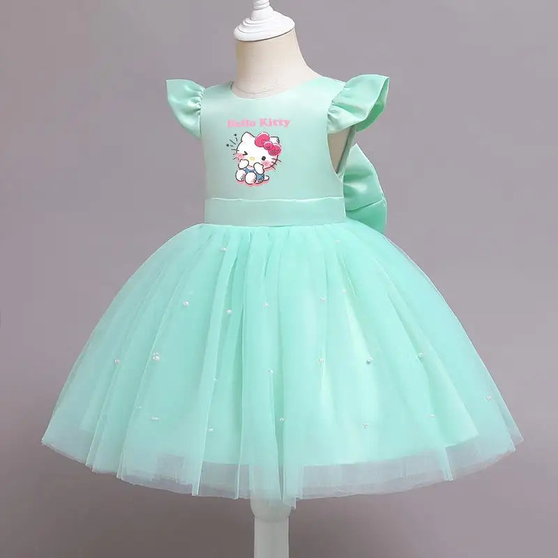 Hello Kitty Girls Lace Tulle Tutu Dress – Sleeveless Princess Wedding & Party Gown for Kids