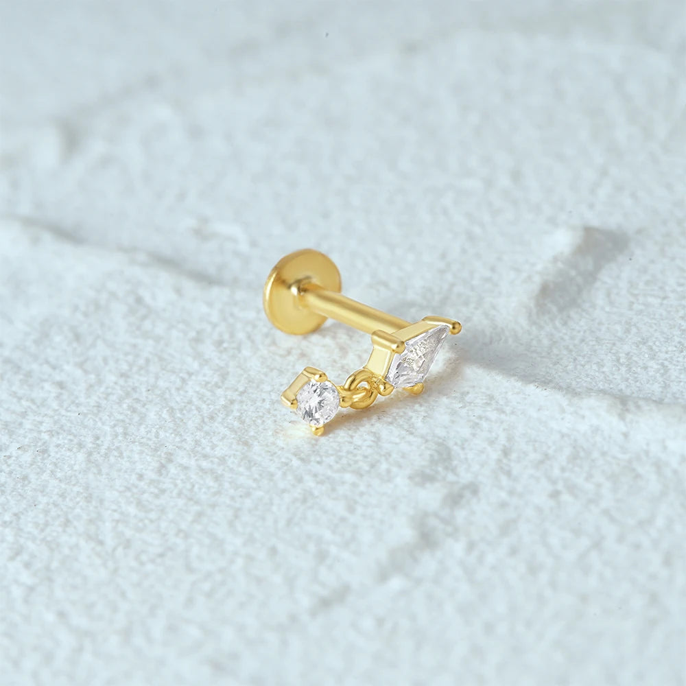 Aide 925 Sterling Silver Geometric Multi Piercing Stud Earrings for Women – K Gold Tassel Elegant Jewelry Gift