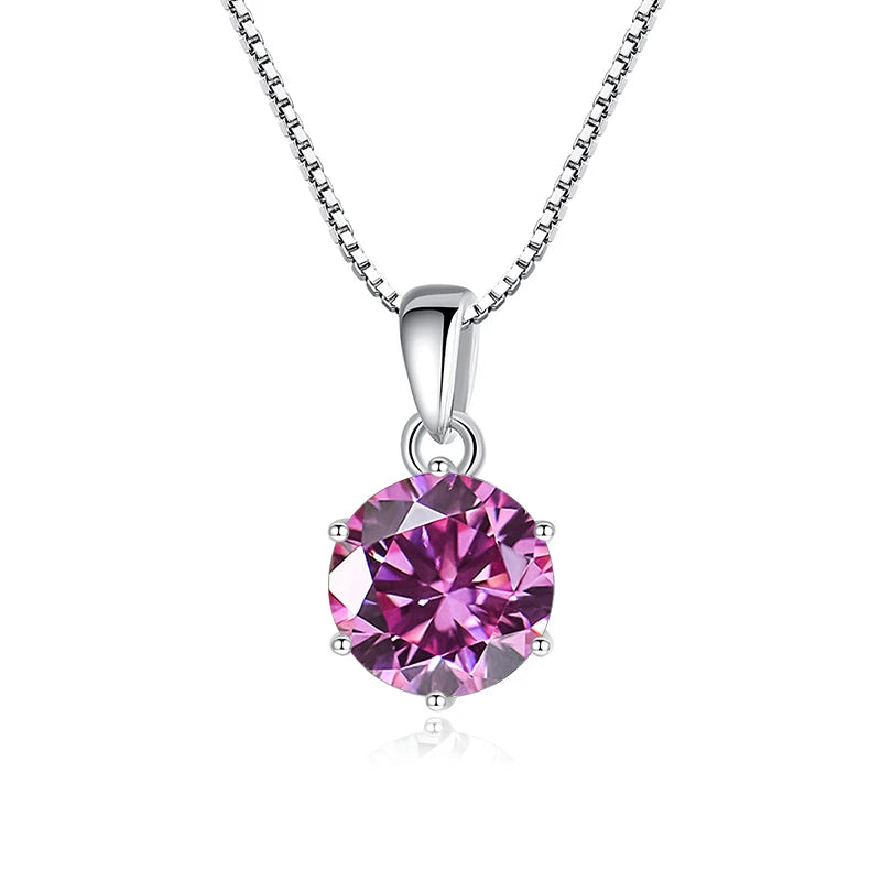 Butterflykiss 1CT Moissanite Pendant Necklace 925 Sterling Silver Bridal Jewelry