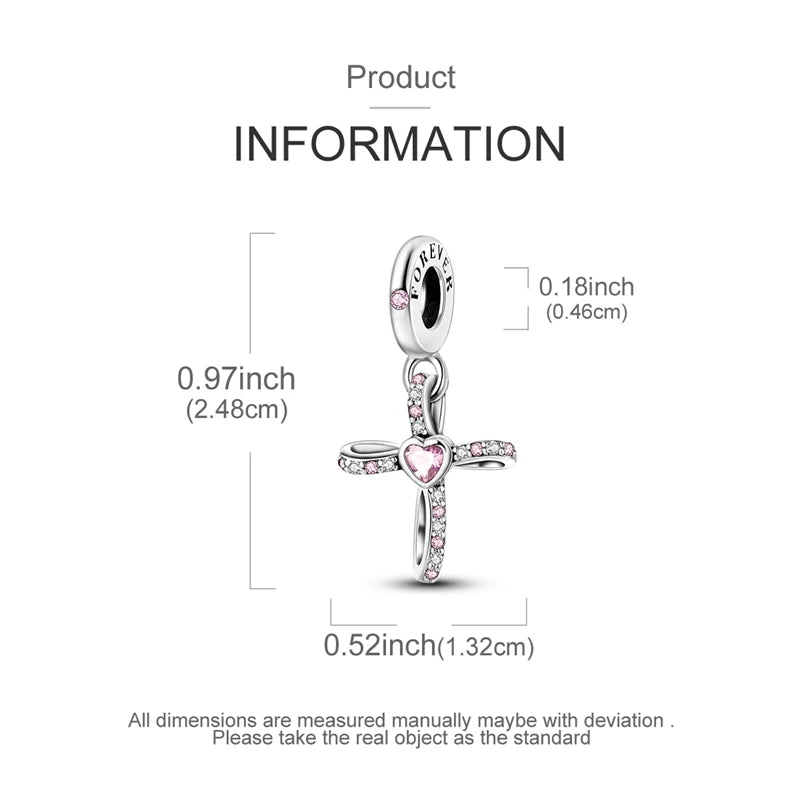 925 Sterling Silver Golden Charms Bow Cross Earth Passport Dangle | Fits Original Bracelet DIY Jewelry Gift for Women