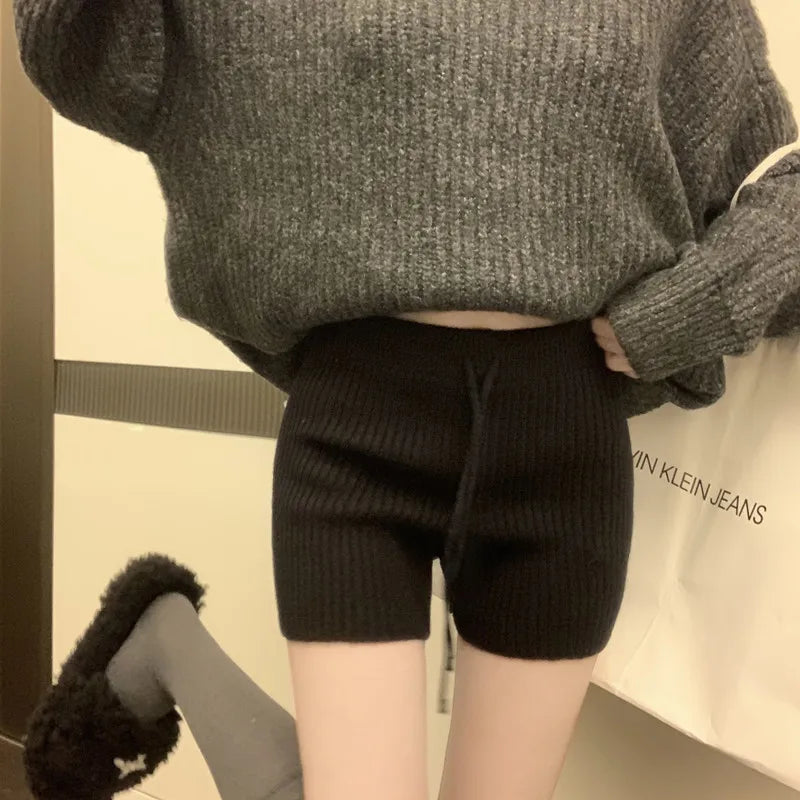 High Waist Knitted Wool Wide-Leg Pants for Women – Autumn Casual Straight Bootcut Trousers