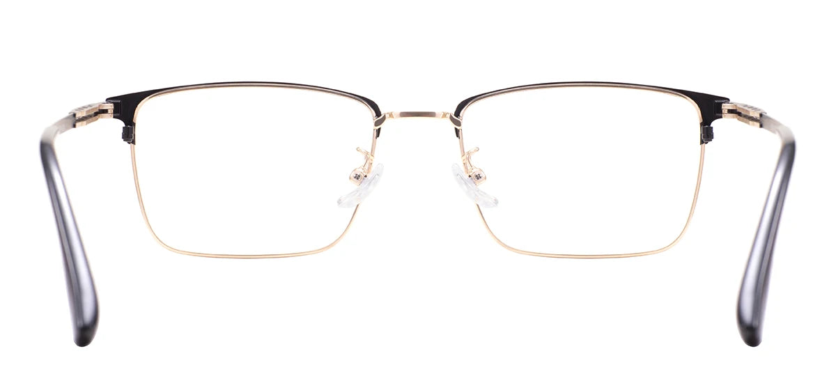 Rectangular Metal Browline Glasses Frame – Comfortable Large Full Rim Business Eyewear for Men