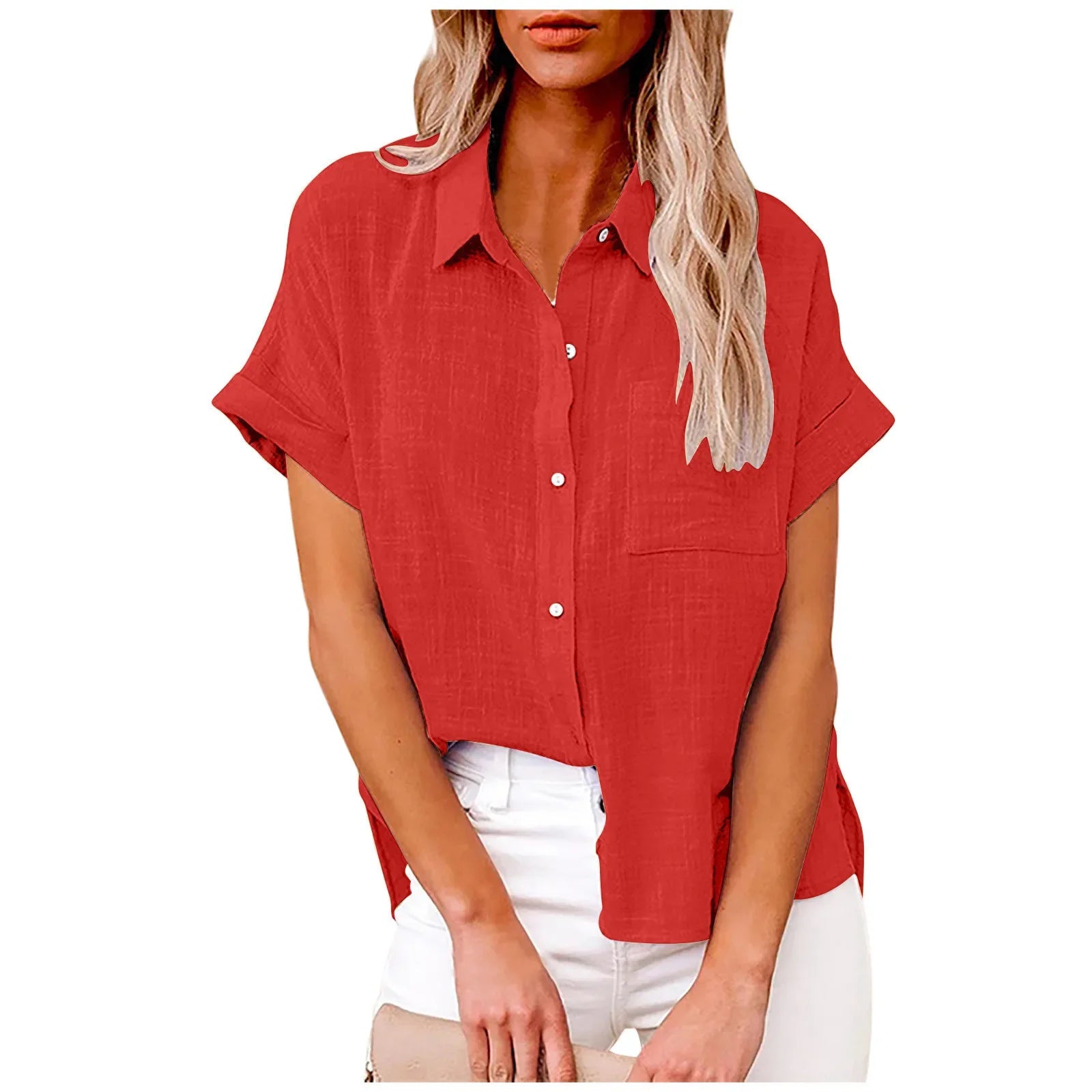 Women’s Short Sleeve Tee – Summer Loose Cotton & Linen Blouse Casual T-Shirt 🌞👚