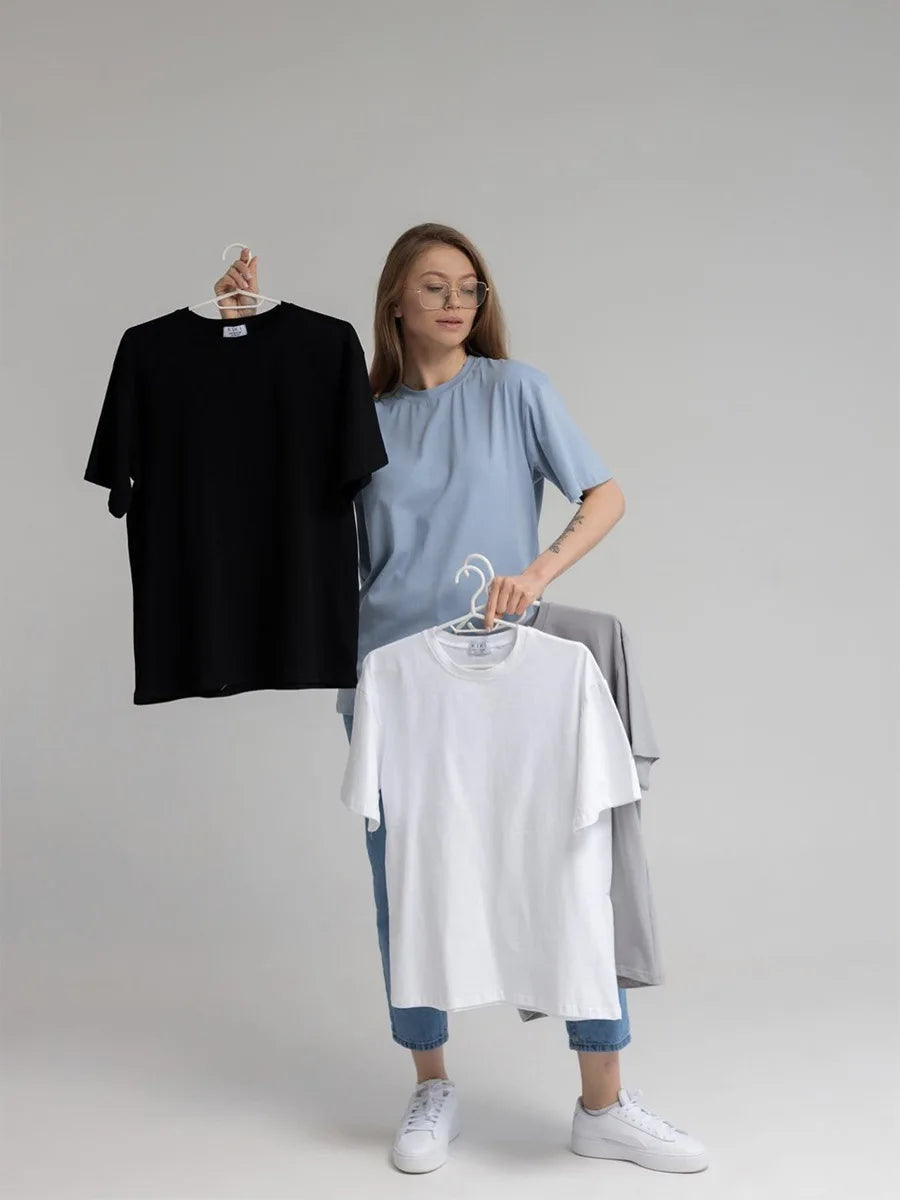 Botvotee 21 Colors Oversized Basic T-Shirts for Women | 100% Cotton Casual Summer Tops | Solid Color Loose Fit Tees