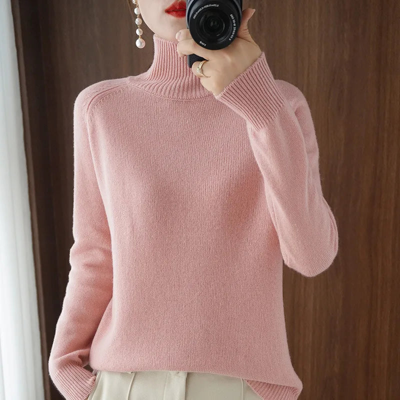 2025 Casual Autumn Winter Women Turtleneck Sweater – Thick Warm Long Sleeve Korean Knit Pullover