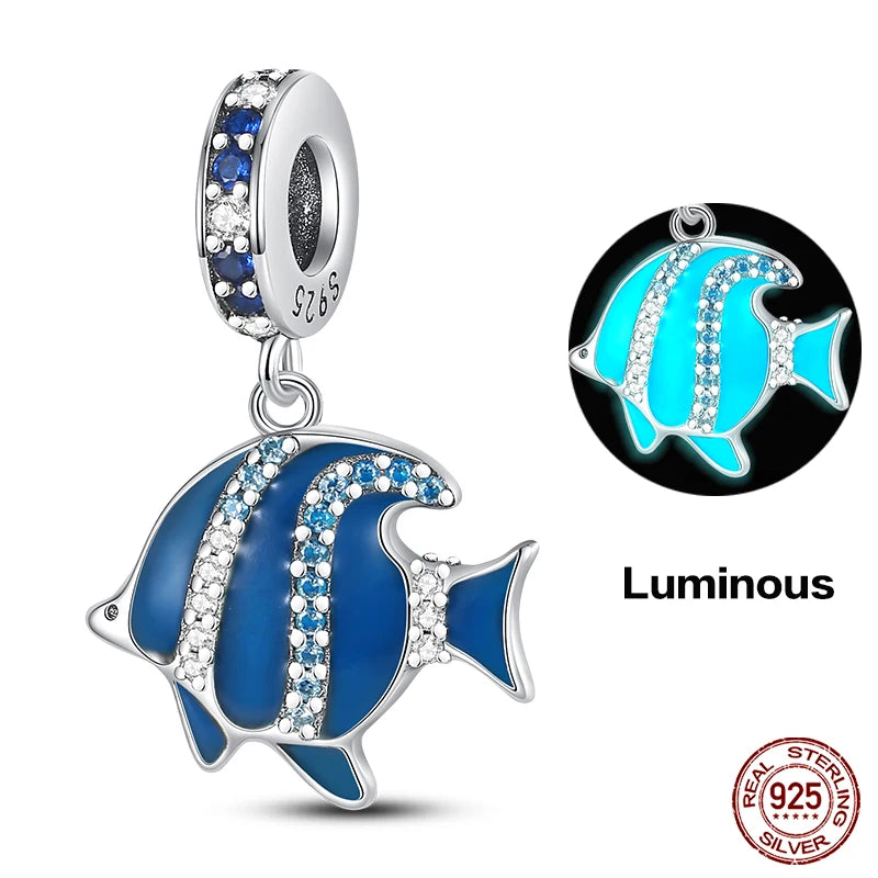 Blue Ocean Series 925 Sterling Silver Turtle Crab Mermaid Charms for 3mm Bracelet