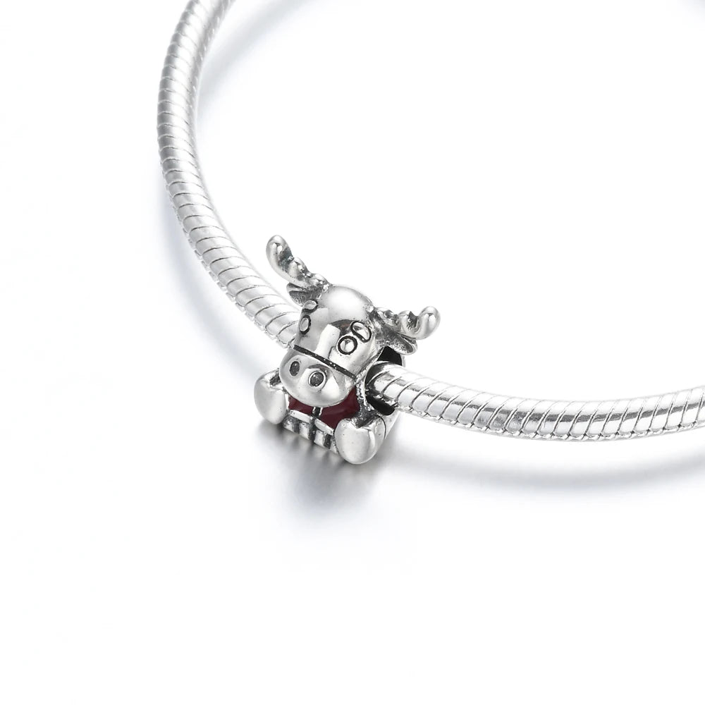 925 Sterling Silver Santa Claus Christmas Tree Elk Socks Charm | Fits Original Pandora Bracelet | DIY Lady Girl Jewelry