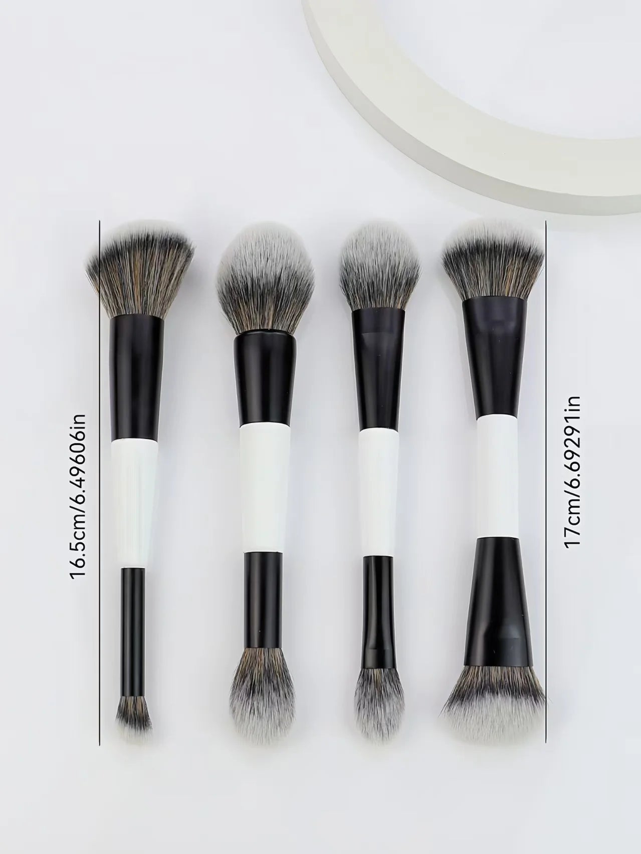4 Double-Headed Makeup Brushes Set – Multi-Functional Foundation, Blush, Loose Powder, Highlight, Concealer & Nose Shadow Brushes | Gift for Women & Girls