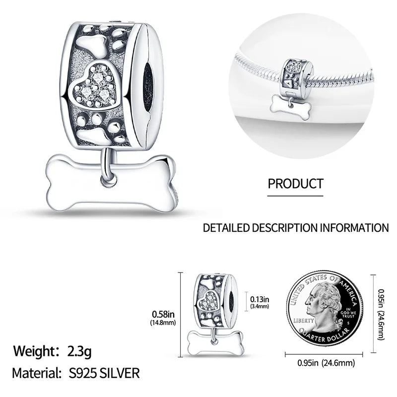 Cute Pet Kitten Puppy Sheep Charms | Fit 925 Original Pandora Bracelets | Colorful Zircon Beads DIY Jewelry Gift