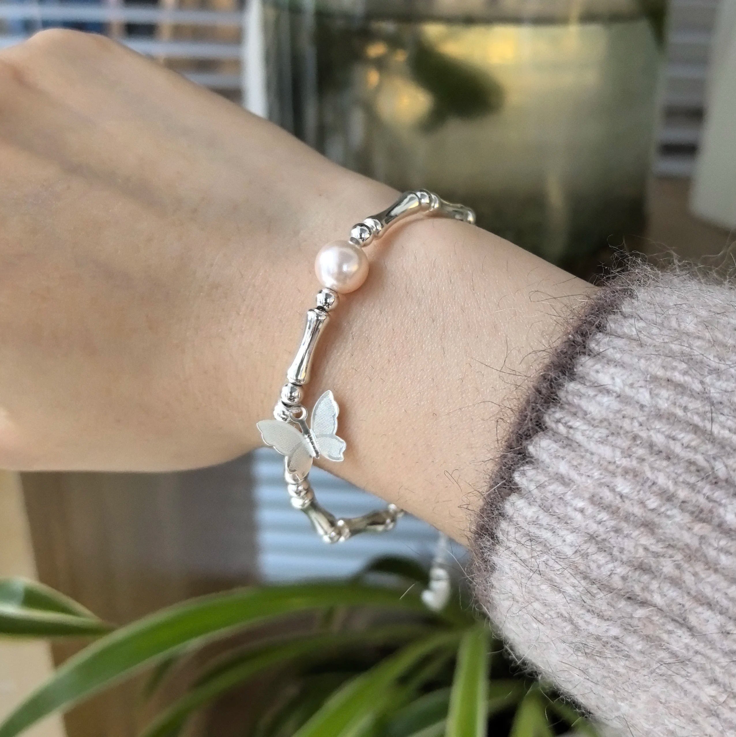 925 Sterling Silver Green Leaf Bracelet | Elegant Nature-Inspired Bangle for Women Girls Fashion Jewelry Gift