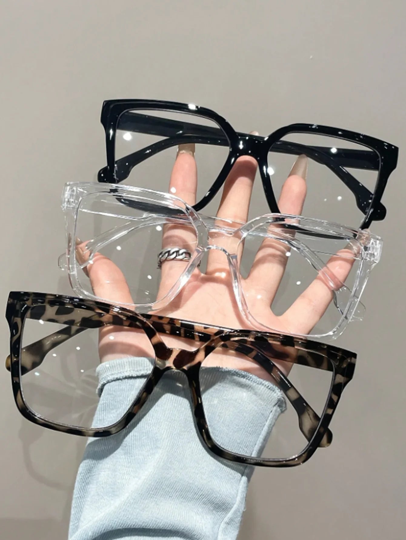 1Pc/2Pcs/3Pcs/4Pcs Elegant Geometric Glasses – Simple & Stylish Transparent Lenses | Daily Office & Reading Eyewear