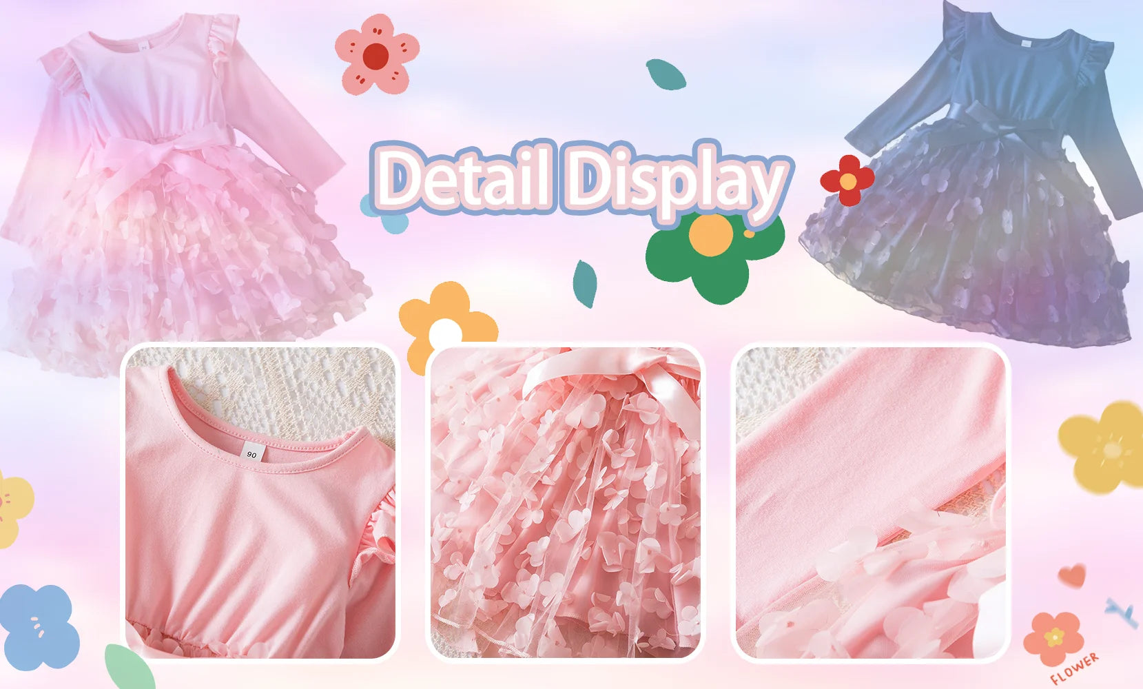 Hello Kitty Fall Girl Dress 3D Butterfly Casual Dresses Kids Birthday Princess Dress Long Sleeve Baby Girls Clothes 2-6Y