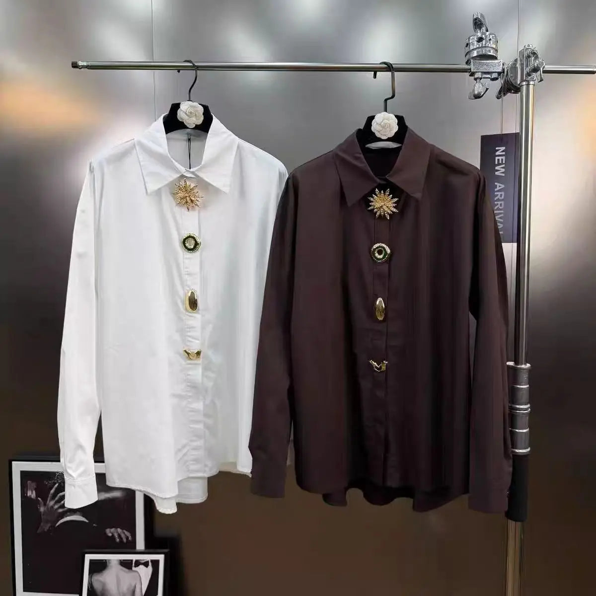 Luxury Sequins Cotton Blouse ✨ Women Long Sleeve Trendy Top 🌸 Autumn Spring