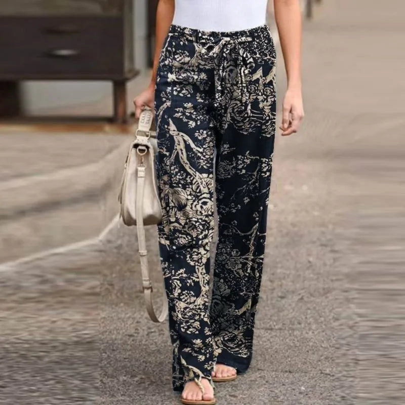 Women’s Print Joggers – Cotton Linen Casual Sweatpants for Autumn Elegant Streetwear