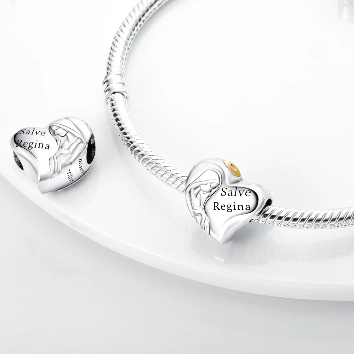 925 Sterling Silver Virgin Mary Dangle Charm | Fits Pandora Bracelet | Our Lady Pendant Bead | Religious DIY Jewelry Gift