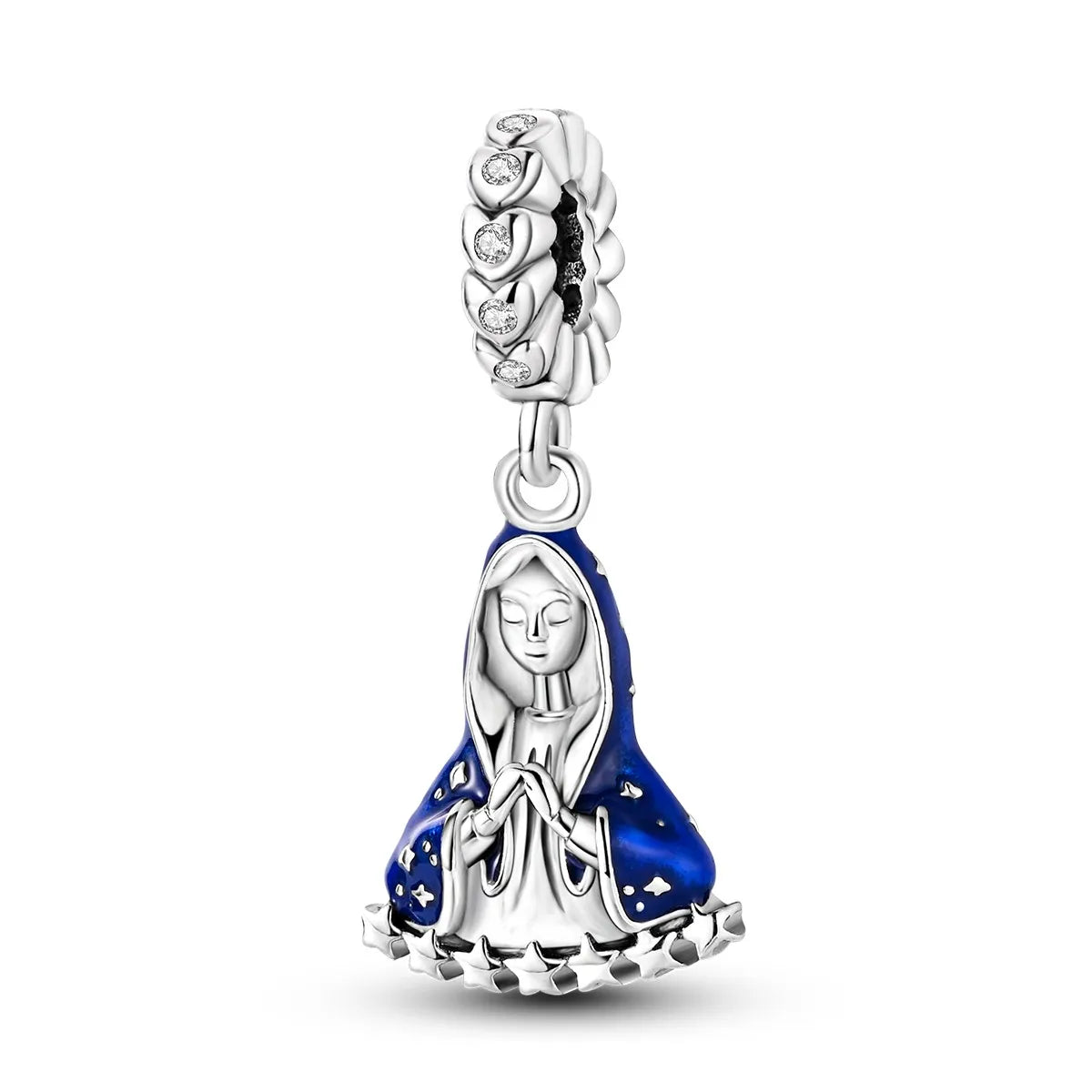 925 Sterling Silver Virgin Mary Dangle Charm | Fits Pandora Bracelet | Our Lady Pendant Bead | Religious DIY Jewelry Gift