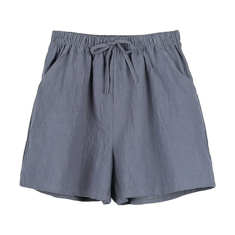 ☀️ Cotton Linen Women's Sport Shorts 🩳 Summer High Waist Solid Black Shorts 👖 Fashion Plus Size Casual Short Pants