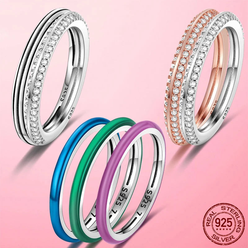 925 Sterling Silver Cocktail Ring Set for Women | CZ Zircon Pave Bridal Wedding & Engagement Jewelry