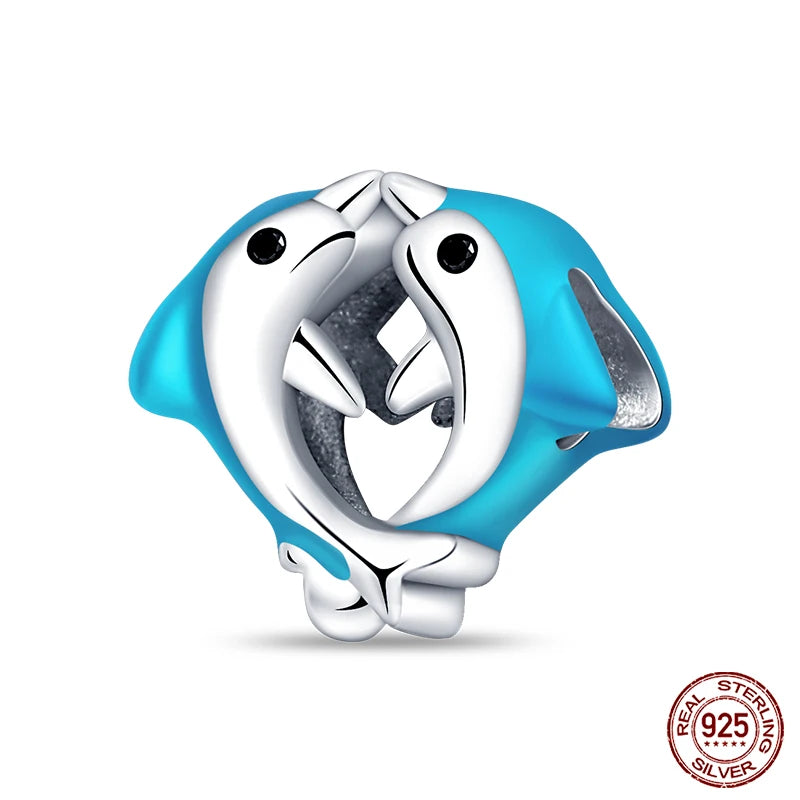 Blue Ocean Series 925 Sterling Silver Turtle Crab Mermaid Charms for 3mm Bracelet