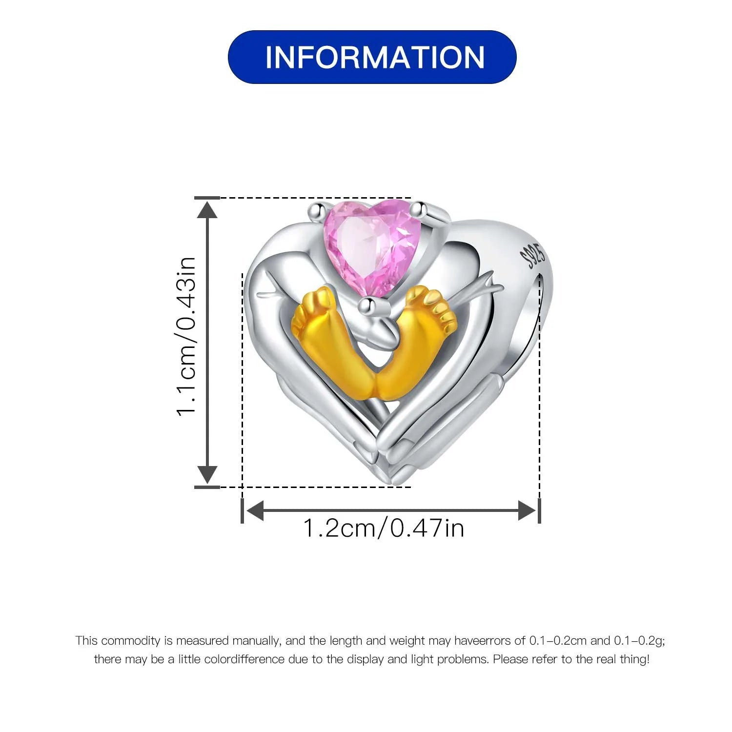 925 Sterling Silver Mother Daughter Love Embrace Pendant Charm | Heart Shaped Bracelet Bead DIY Fine Jewelry Gift