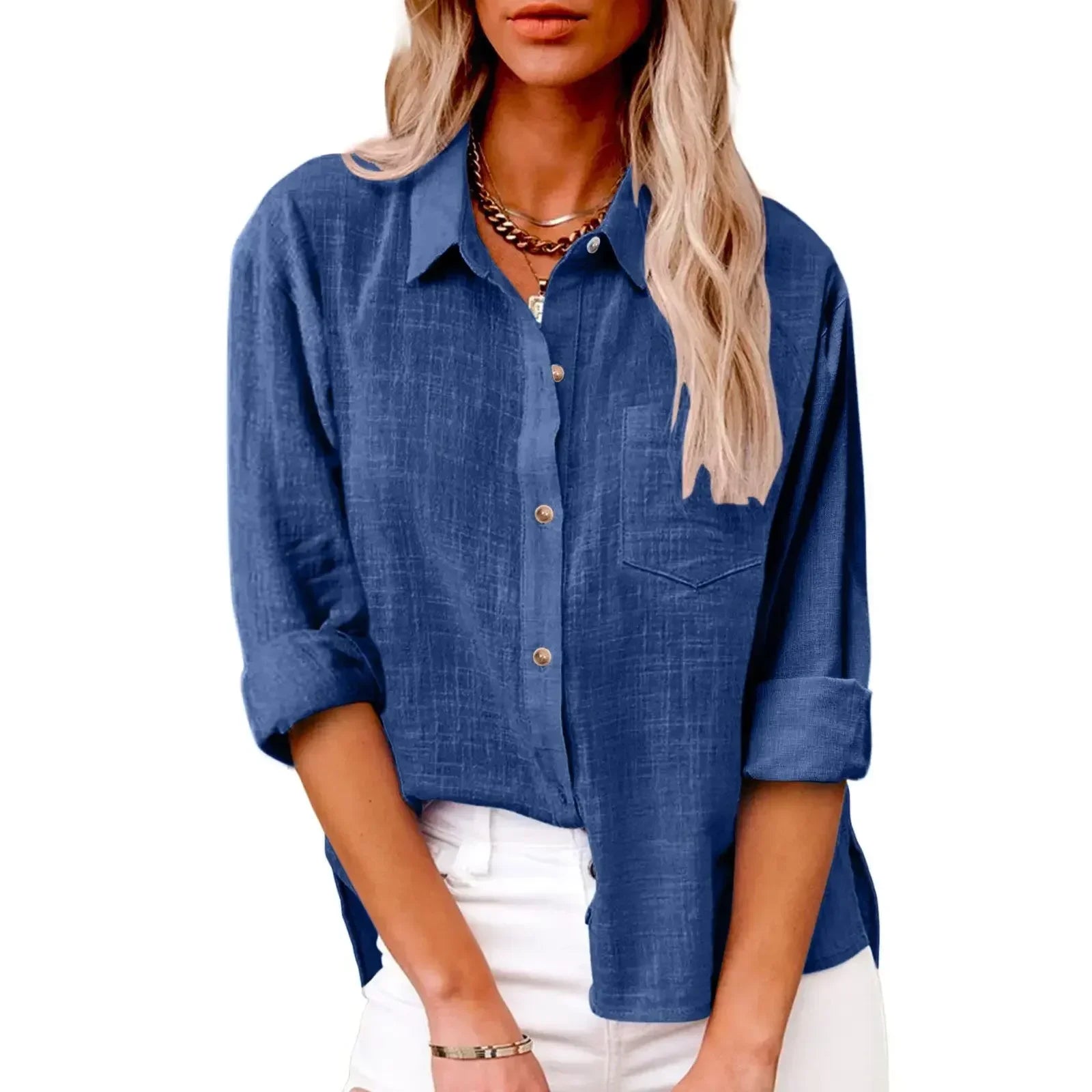 Cotton Linen Long Sleeve Women’s Shirt – Solid Elegant Casual T-Shirt 👚🌿