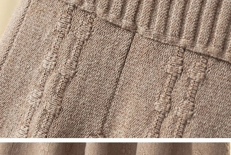 High Waist Knitted Midi Skirt – Women’s Sweater Matching Large Flounce A-Line Umbrella Skirt | Spring, Autumn & Winter