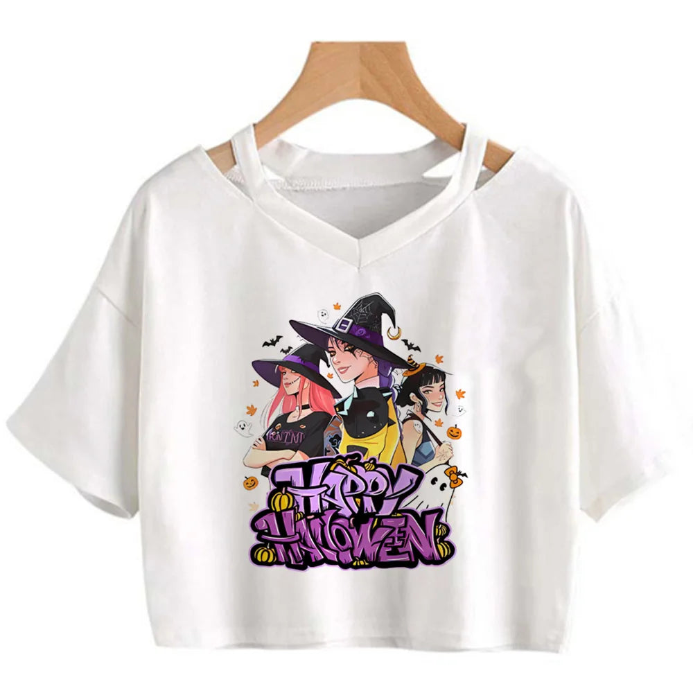 Kpop Demon Hunters Girls Crop T-Shirt – Women’s O-Neck Summer Y2K Punk Sleeveless Top