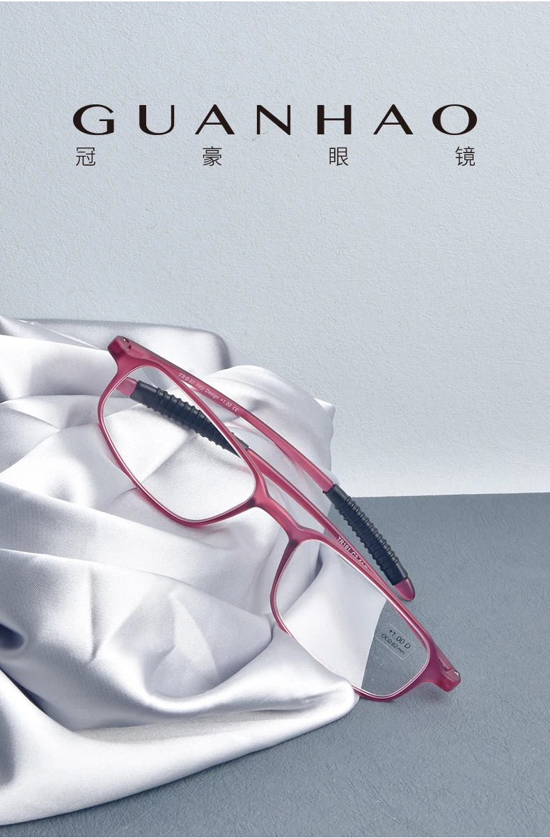 GUANHAO Unisex Reading Glasses 👓 Clear TR90 Frame – Presbyopia 1.0