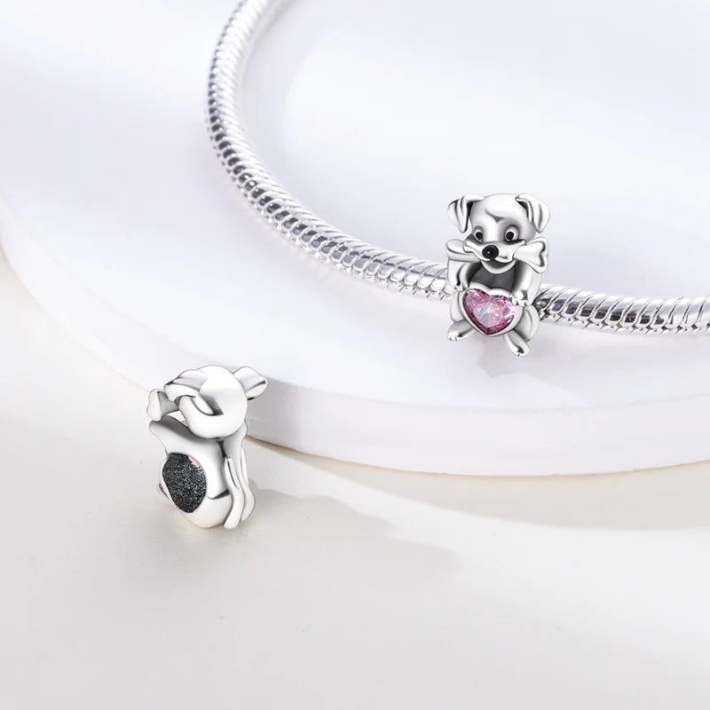 Cute Pet Kitten Puppy Sheep Charms | Fit 925 Original Pandora Bracelets | Colorful Zircon Beads DIY Jewelry Gift