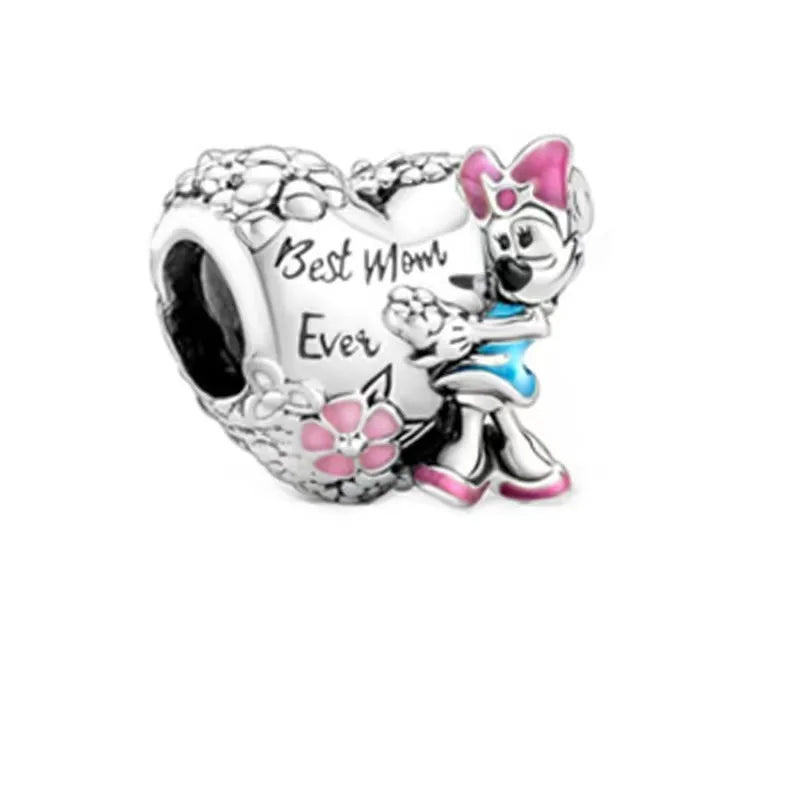 HEROCROSS Disney 925 Sterling Silver Charms | Mickey Mouse, Winnie the Pooh & Stitch Beads Fit Pandora Bracelet