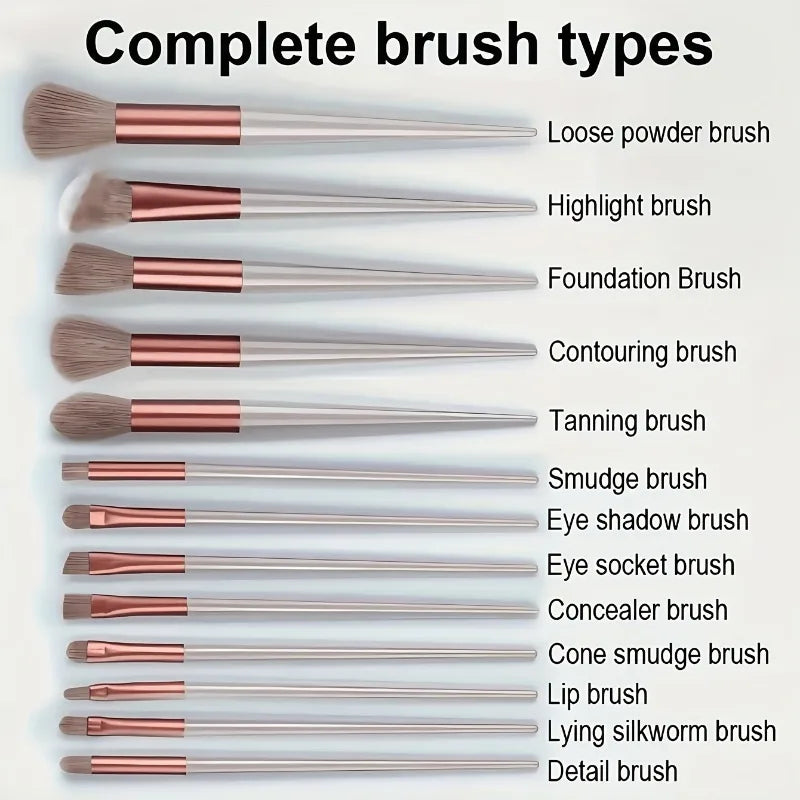 13pcs Professional Makeup Brush Set – Soft Fur Foundation, Blush & Eye Shadow Brushes Beauty Tool Kit